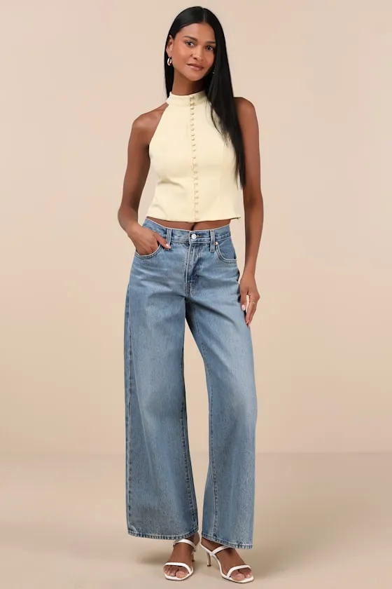 Chic Popularity Light Yellow Mock Neck Crop Top sold by Lulus product image thumbnail 3