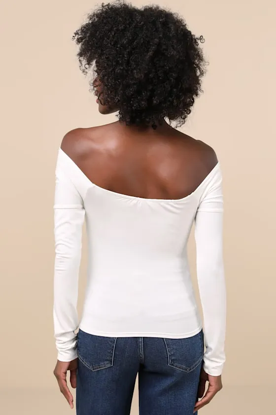 Designated Cutie Ivory Long Sleeve Surplice Top sold by Lulus product image thumbnail 3