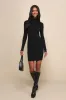 Dashing Black Ribbed Mock Neck Long Sleeve Bodycon Mini Dress sold by Lulus