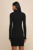 Dashing Black Ribbed Mock Neck Long Sleeve Bodycon Mini Dress sold by Lulus