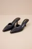 Drayton Black Studded Pointed-Toe Mule Pumps sold by Lulus