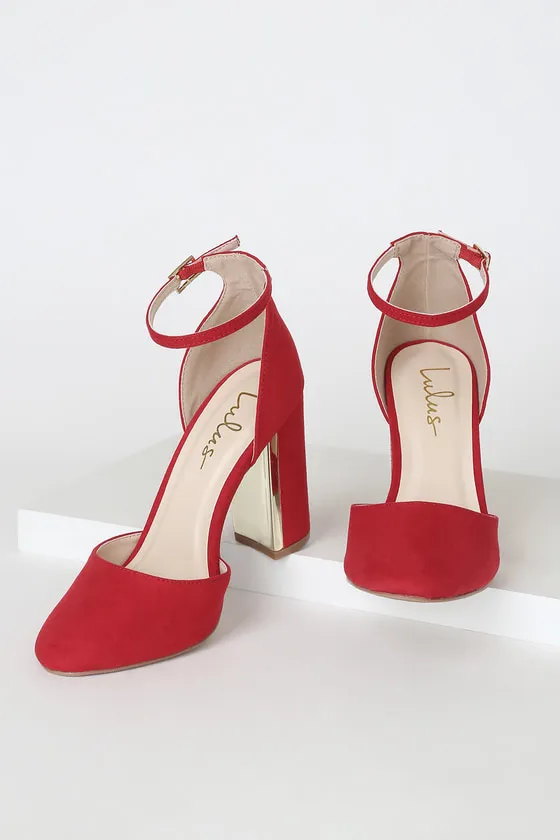 Laura Red Suede Ankle Strap Heels sold by Lulus product image thumbnail 2