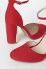 Laura Red Suede Ankle Strap Heels sold by Lulus