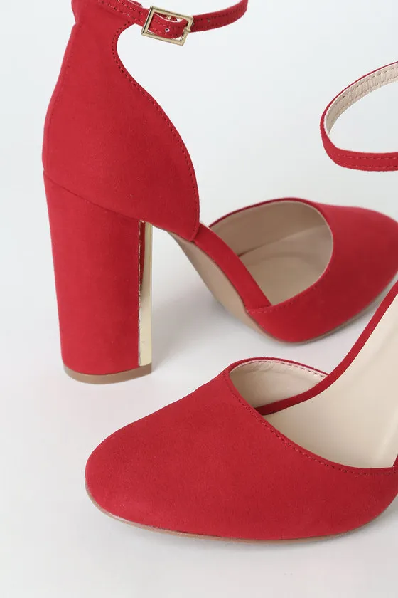 Laura Red Suede Ankle Strap Heels sold by Lulus product image thumbnail 3
