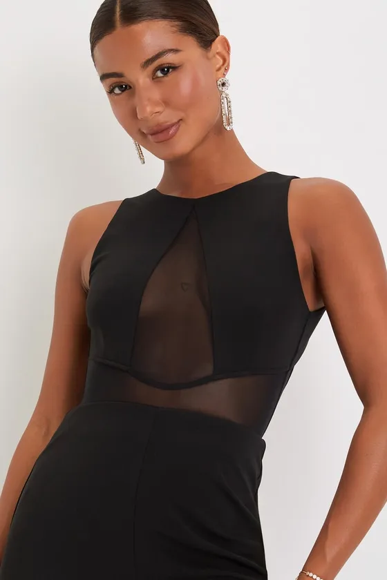 Alluring Perfection Black Mesh Cutout Backless Jumpsuit sold by Lulus