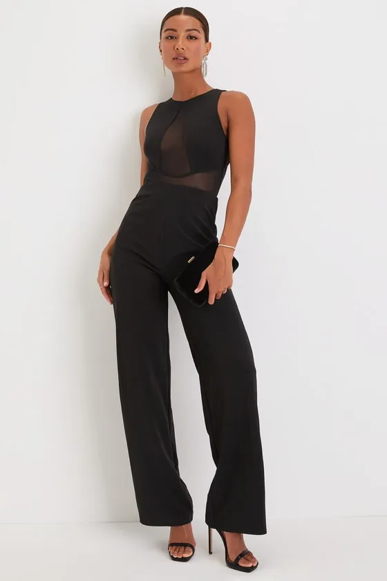 Alluring Perfection Black Mesh Cutout Backless Jumpsuit sold by Lulus product image thumbnail 2