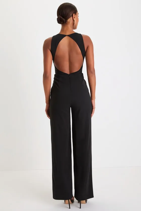 Alluring Perfection Black Mesh Cutout Backless Jumpsuit sold by Lulus product image thumbnail 3