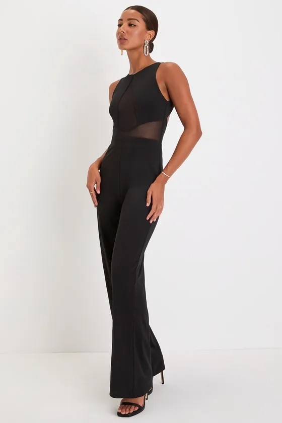 Alluring Perfection Black Mesh Cutout Backless Jumpsuit sold by Lulus product image thumbnail 4