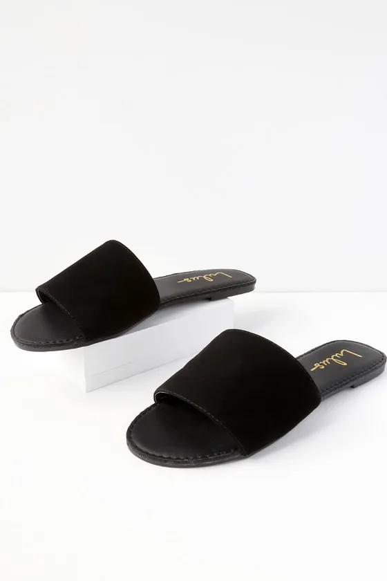 Addison Black Nubuck Slide Sandals sold by Lulus product image thumbnail 4