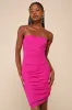 Flawless Sensation Magenta Mesh Ruched Asymmetrical Mini Dress sold by Lulus