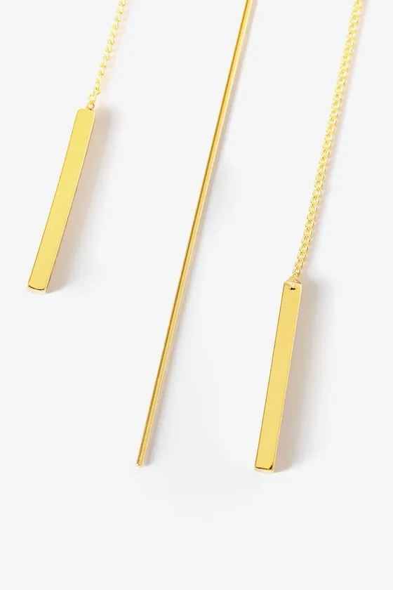 Keep it Chic Gold Threader Earrings sold by Lulus product image thumbnail 3