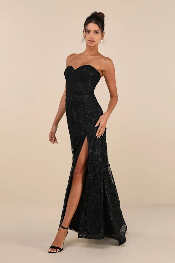 Romantic Beauty Black Floral Embroidered Strapless Maxi Dress sold by Lulus product image thumbnail 2