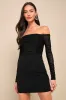 Elegant Eternity Black Mesh Ruched Off-the-Shoulder Mini Dress sold by Lulus