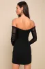 Elegant Eternity Black Mesh Ruched Off-the-Shoulder Mini Dress sold by Lulus
