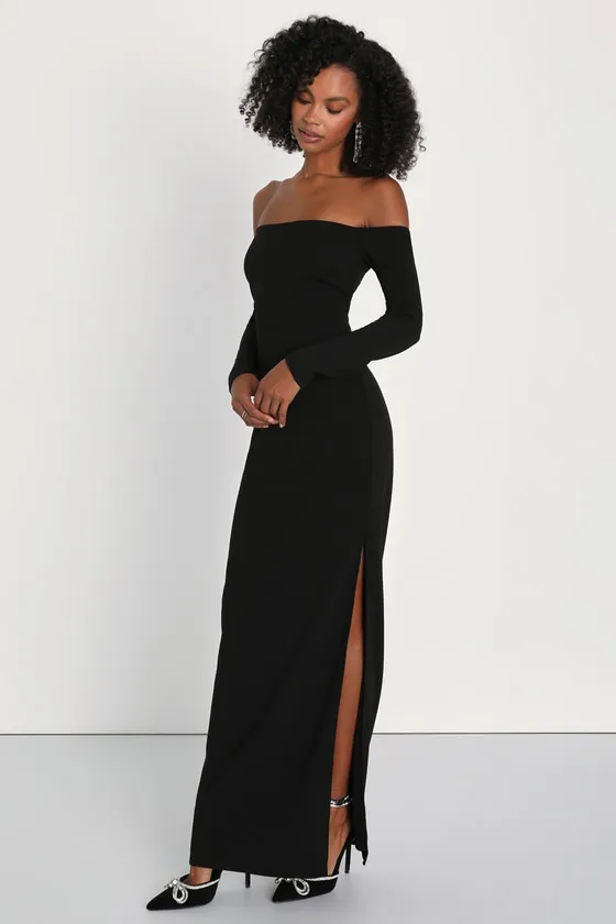 Stunning Excellence Black Off-the-Shoulder Maxi Dress sold by Lulus product image thumbnail 3