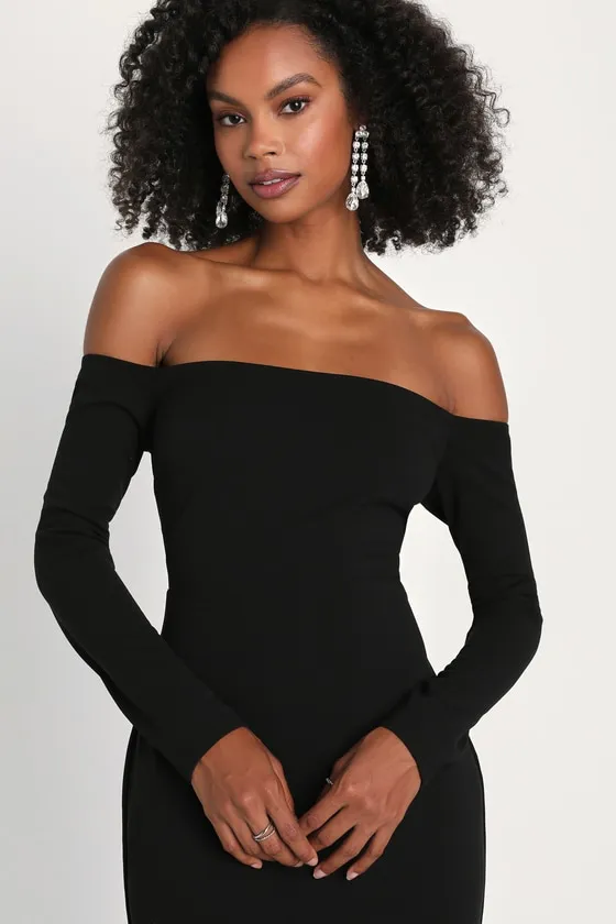 Stunning Excellence Black Off-the-Shoulder Maxi Dress sold by Lulus product image thumbnail 4