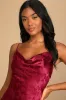 Close to Your Heart Wine Red Satin Jacquard Cowl Slip Dress sold by Lulus