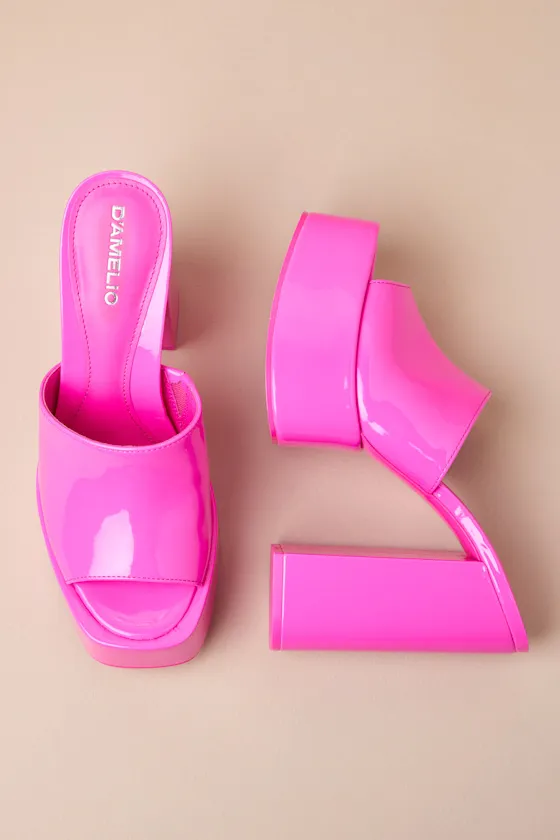 Ravina Ultra Pink Soft Patent Platform Sandals sold by Lulus product image thumbnail 4