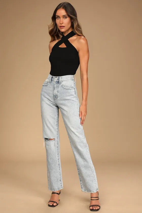 Essential Energy Black Ribbed Sleeveless Cutout Cross-Front Top sold by Lulus product image thumbnail 2