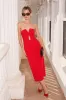 Vivacious Aesthetic Red Cutout Strapless Midi Dress sold by Lulus