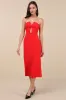 Vivacious Aesthetic Red Cutout Strapless Midi Dress sold by Lulus