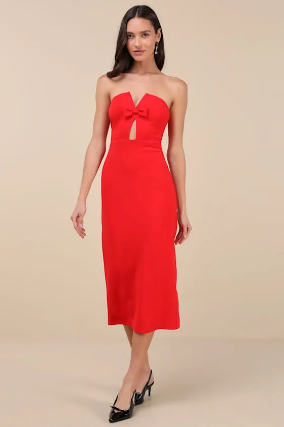Vivacious Aesthetic Red Cutout Strapless Midi Dress sold by Lulus product image thumbnail 2