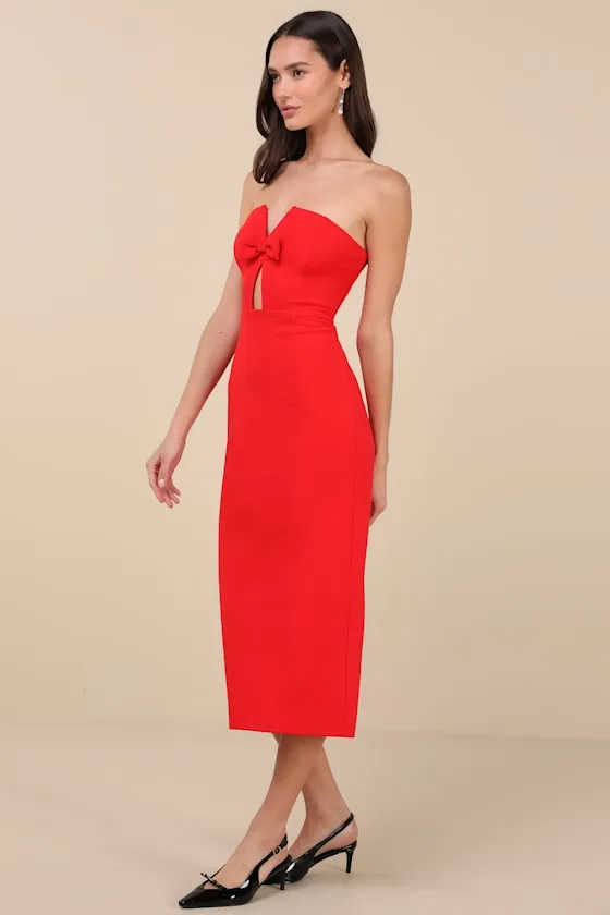 Vivacious Aesthetic Red Cutout Strapless Midi Dress sold by Lulus product image thumbnail 3