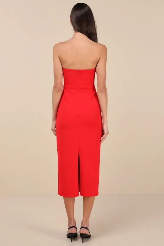 Vivacious Aesthetic Red Cutout Strapless Midi Dress sold by Lulus product image thumbnail 4