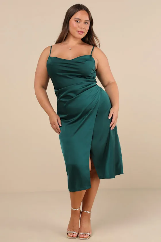Hollywood Woman Forest Green Satin Midi Dress sold by Lulus product image thumbnail 2