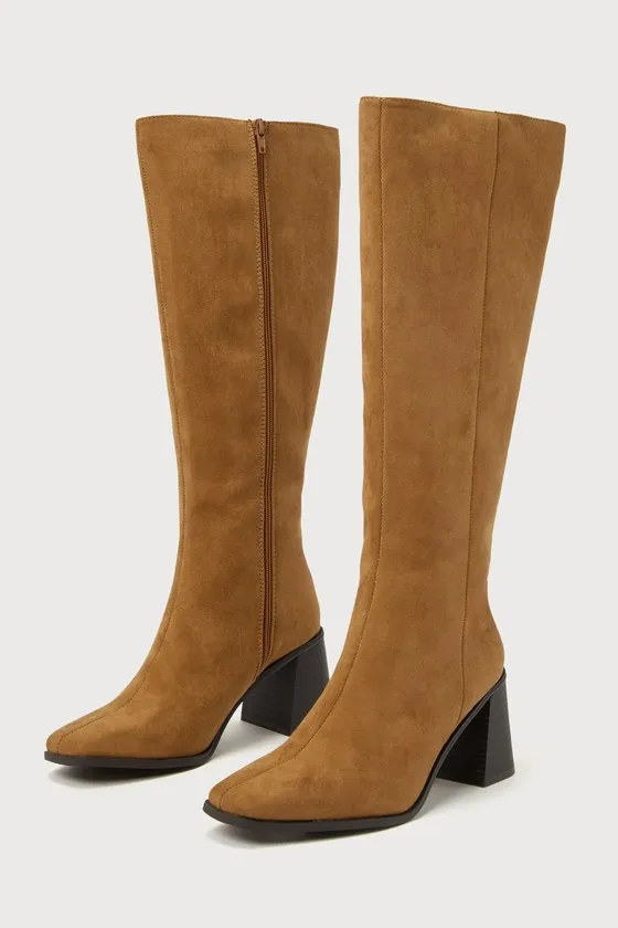 Marvari Taupe Suede Square-Toe Knee-High Boots sold by Lulus product image thumbnail 2