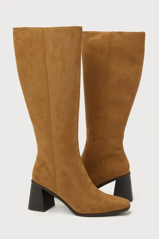 Marvari Taupe Suede Square-Toe Knee-High Boots sold by Lulus product image thumbnail 3