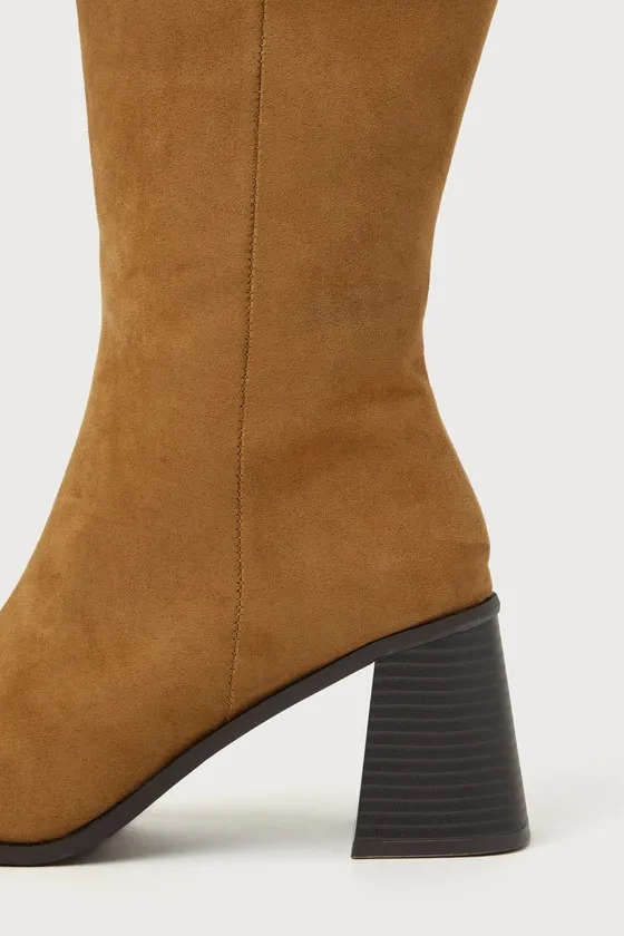 Marvari Taupe Suede Square-Toe Knee-High Boots sold by Lulus product image thumbnail 4