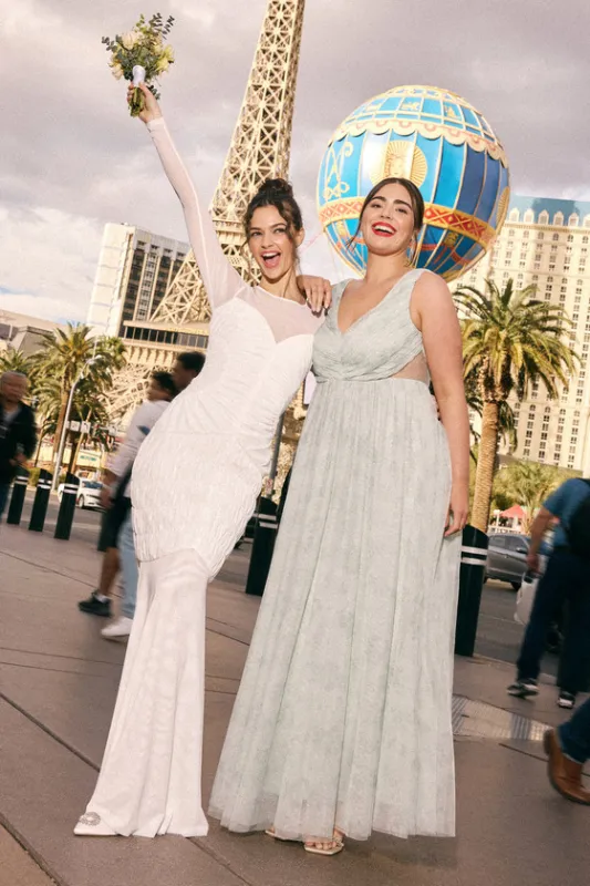 Romantic Heights White Mesh Ruched Long Sleeve Maxi Dress sold by Lulus