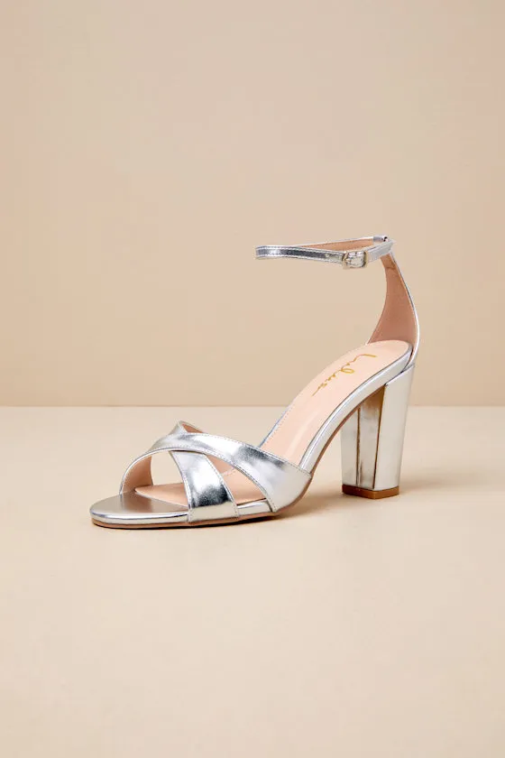 Viviey Silver Ankle Strap High Heel Sandals sold by Lulus product image thumbnail 2