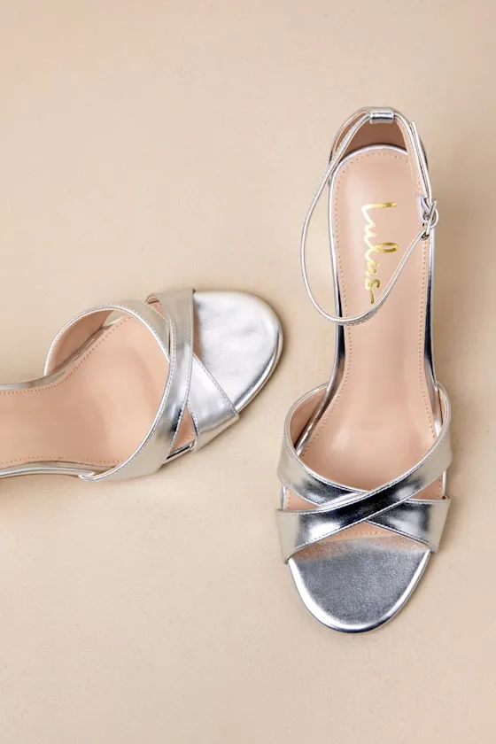 Viviey Silver Ankle Strap High Heel Sandals sold by Lulus product image thumbnail 4