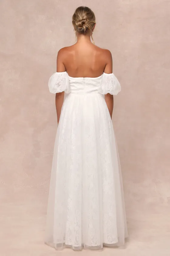 Complete Romantic White Lace Off-the-Shoulder Bow Maxi Dress sold by Lulus product image thumbnail 2