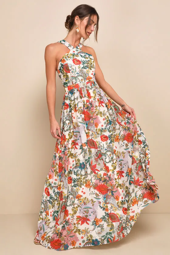 Lilja Cream Floral Print Maxi Dress sold by Lulus