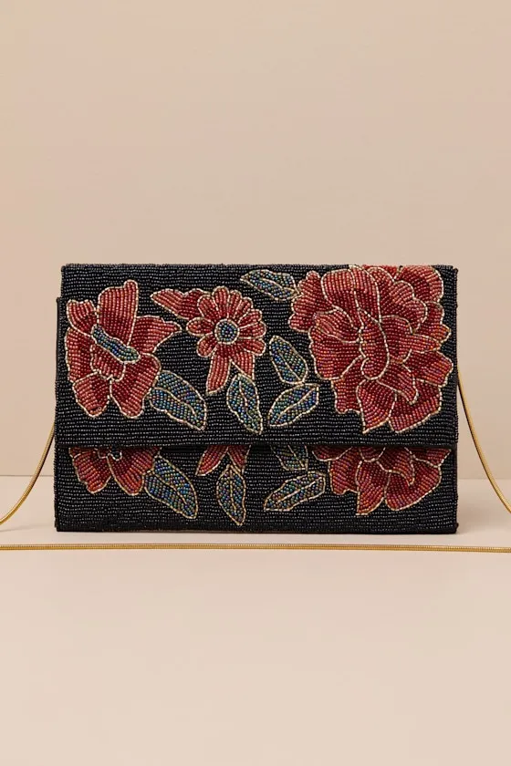 Radiant Flourishment Black Floral Beaded Clutch sold by Lulus product image thumbnail 2