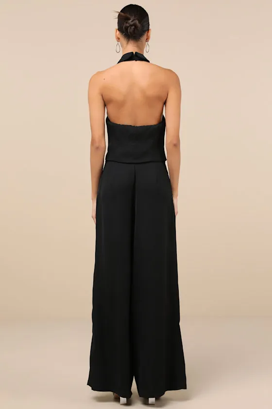 Captivating Sophistication Black Halter Vest Jumpsuit sold by Lulus product image thumbnail 3