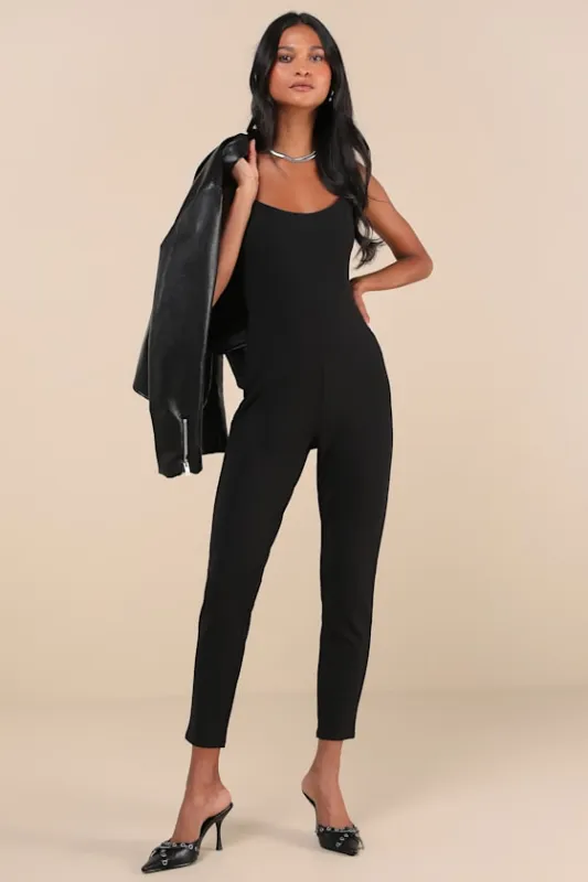 Enticing Endeavors Black Slim Leg Jumpsuit sold by Lulus