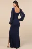 Composed Elegance Navy Balloon Sleeve Mermaid Maxi Dress sold by Lulus
