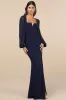 Composed Elegance Navy Balloon Sleeve Mermaid Maxi Dress sold by Lulus
