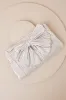 Odilia Champagne Lurex Pleated Bow Clutch sold by Lulus