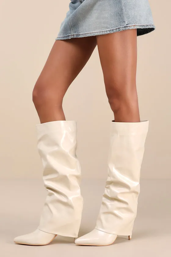 Teana Bone Fold-Over Knee-High Boots sold by Lulus