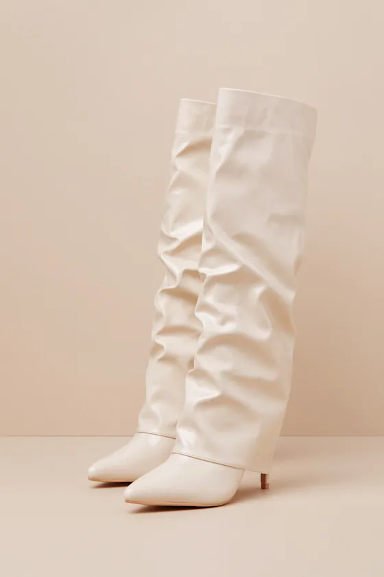 Teana Bone Fold-Over Knee-High Boots sold by Lulus product image thumbnail 2