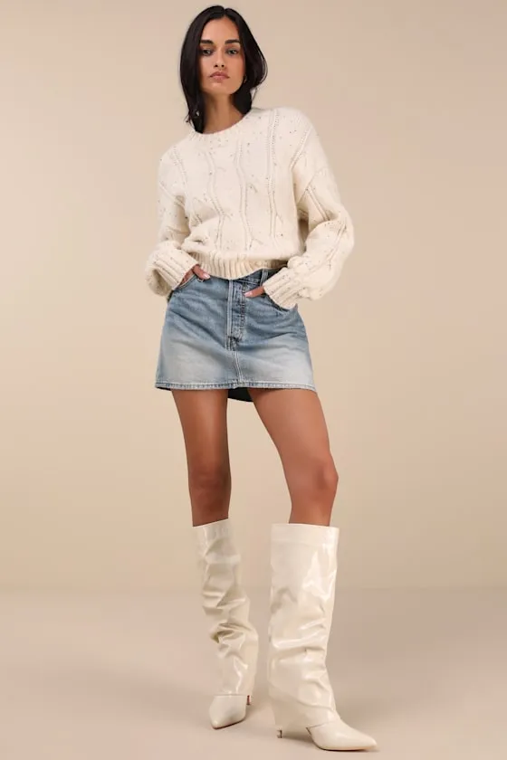 Teana Bone Fold-Over Knee-High Boots sold by Lulus product image thumbnail 3