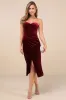 Masterfully Flirty Berry Red Velvet Bustier Midi Dress sold by Lulus