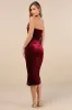 Masterfully Flirty Berry Red Velvet Bustier Midi Dress sold by Lulus