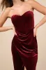 Masterfully Flirty Berry Red Velvet Bustier Midi Dress sold by Lulus