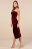 Masterfully Flirty Berry Red Velvet Bustier Midi Dress sold by Lulus